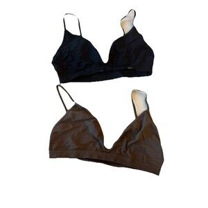 Free People Intimately Bralettes Set of 2 M/L Black & Brown Seamless Ribbed